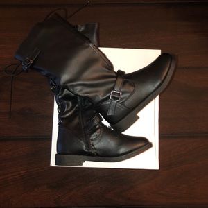 Little girls black knee boots